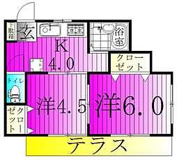クレールマ・メゾン2 2Kの間取図画像
