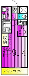 グリーンキャッスル2 1Kの間取図画像