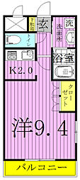 グリーンキャッスル2 1Kの間取図画像