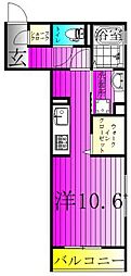 リノアイーナ ワンルームの間取図画像