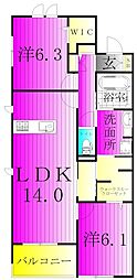 アンプルール 2LDKの間取図画像