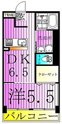 リファレンス愛宕 1DKの間取図画像