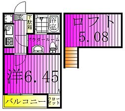 DHG恵 1Kの間取図画像