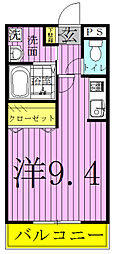 サンヒルズ柏C ワンルームの間取図画像