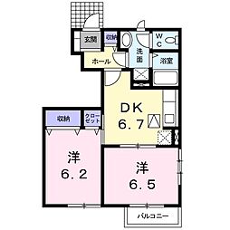 クレストファイン3 2DKの間取図画像