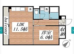 山口マンション 1LDKの間取図画像