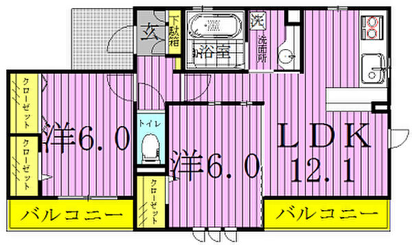 ピアチェーレI 107｜千葉県柏市小青田(賃貸アパート2LDK・1階・57.24㎡)の写真 その2