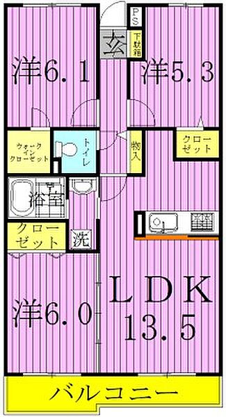 ルミエール・シーズ参番館 106｜千葉県柏市藤心３丁目(賃貸マンション3LDK・1階・65.02㎡)の写真 その2