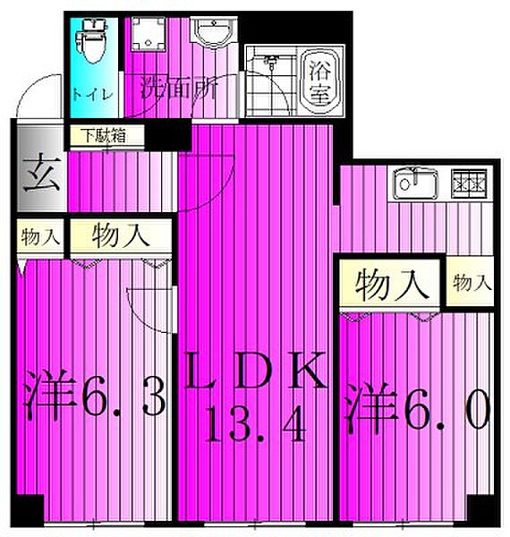 ベルパレス 105｜千葉県柏市篠籠田(賃貸アパート2LDK・1階・56.30㎡)の写真 その2