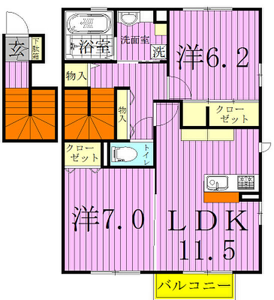 ラ・フルールB 203｜千葉県柏市西原４丁目(賃貸アパート2LDK・2階・68.18㎡)の写真 その2
