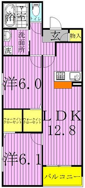 ウエスト レジデンス 206｜千葉県流山市市野谷(賃貸アパート2LDK・2階・60.44㎡)の写真 その2