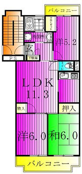 あすかハイツ 406｜千葉県柏市松葉町１丁目(賃貸マンション3LDK・4階・60.00㎡)の写真 その2