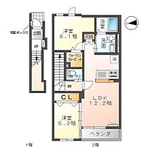 シャディ 201 ｜ 千葉県流山市平和台５丁目450-1(仮)（賃貸アパート2LDK・2階・57.97㎡） その2