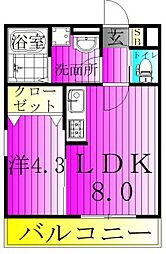 ジーメゾン柏西原 1階1LDKの間取り