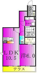 エスポワールA 1階1LDKの間取り