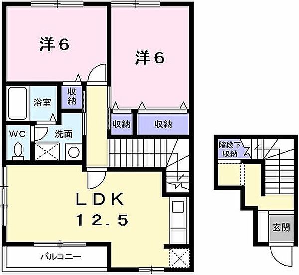 カーサ・パドレス 201｜栃木県佐野市浅沼町(賃貸アパート2LDK・2階・65.64㎡)の写真 その2