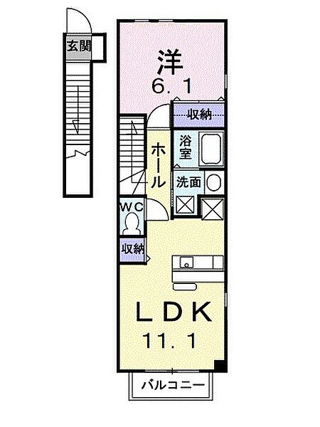 Sハウス 201｜栃木県佐野市高萩町(賃貸アパート1LDK・2階・44.90㎡)の写真 その2