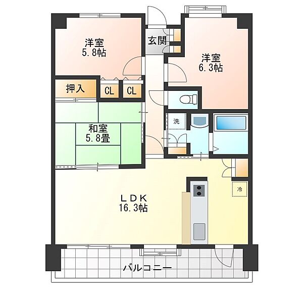 サーパス駅東通り 1302｜栃木県小山市駅東通り２丁目(賃貸マンション3LDK・13階・75.66㎡)の写真 その2