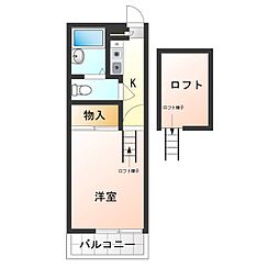 小俣南町レジデンス 1Kの間取図画像