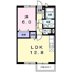 エルディムユートピアC 1LDKの間取図画像