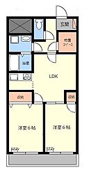 南晒屋コーポ 2LDKの間取図画像
