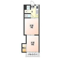 ハッピーハイツ山崎 2Kの間取図画像