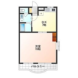 リヴェール小山 1DKの間取図画像