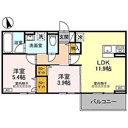 ロータスシャトー 2LDKの間取図画像