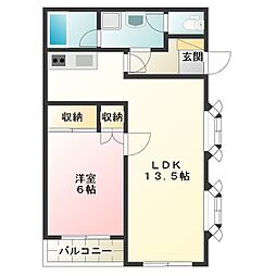 YNSハイツ 1LDKの間取図画像