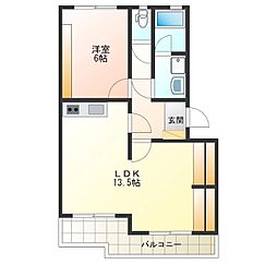 YNSハイツ 1LDKの間取図画像