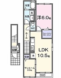 ルミエール城東 1LDKの間取図画像