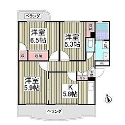 ラ・セゾン西城 3Kの間取図画像