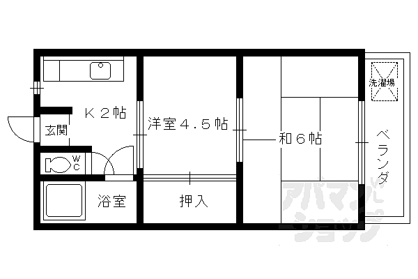 六斉ハイツ 3-C｜京都府長岡京市馬場一丁目(賃貸マンション2K・3階・28.09㎡)の写真 その2