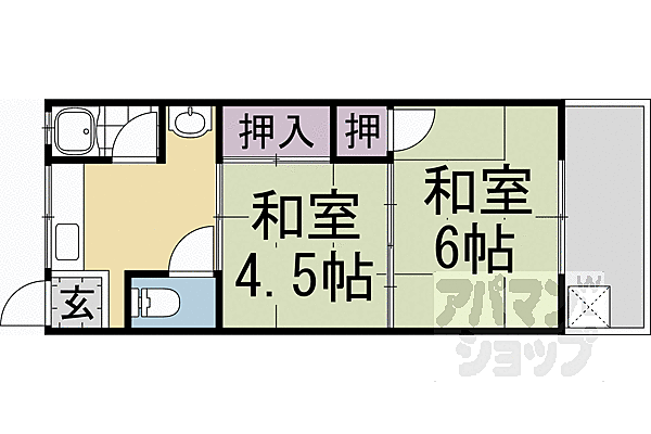 北山田荘 103｜京都府京都市西京区山田北山田町(賃貸アパート2K・1階・31.03㎡)の写真 その2