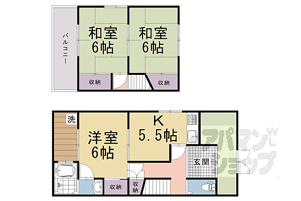 天神1丁目貸家 2｜京都府長岡京市天神1丁目(賃貸一戸建3DK・--・57.34㎡)の写真 その2