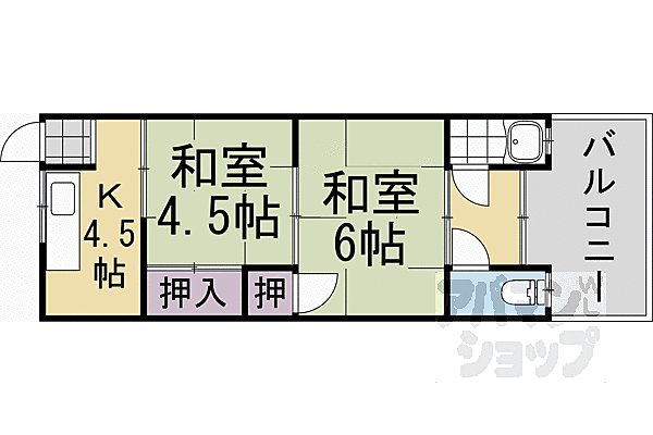 桂ノ宮荘 1F-2｜京都府京都市西京区桂久方町(賃貸アパート2K・1階・35.90㎡)の写真 その2