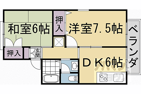 サンビエール桂坂 201｜京都府京都市西京区大枝沓掛町(賃貸アパート2DK・2階・43.50㎡)の写真 その2