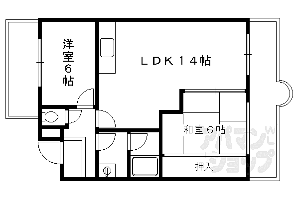 シャンポール蘭 305｜京都府京都市西京区山田南山田町(賃貸マンション2LDK・3階・57.15㎡)の写真 その2