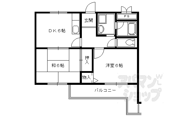 京都府京都市右京区西京極下沢町(賃貸マンション2DK・3階・45.95㎡)の写真 その2