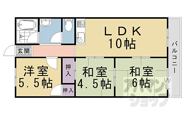 京都府京都市右京区太秦北路町(賃貸マンション3LDK・4階・58.00㎡)の写真 その2