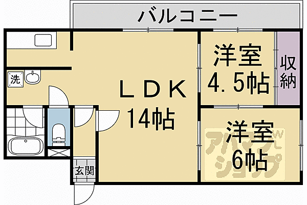 第21長栄コーポ小山 205｜京都府京都市西京区松尾木ノ曽町(賃貸マンション2LDK・3階・53.01㎡)の写真 その2