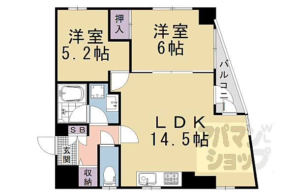 フォルム長岡天神 103｜京都府長岡京市天神一丁目(賃貸マンション2LDK・1階・54.72㎡)の写真 その2