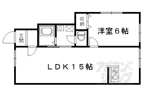 京都府京都市右京区梅津南町(賃貸アパート1LDK・1階・33.59㎡)の写真 その2