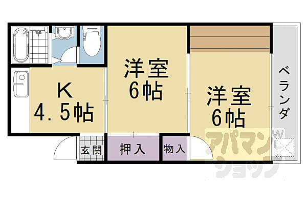 コーポ安田 303｜京都府長岡京市友岡2丁目(賃貸マンション2K・3階・37.27㎡)の写真 その2