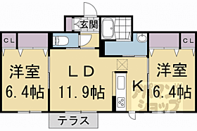 シャーメゾンうぐいす台II A102 ｜ 京都府長岡京市今里細塚（賃貸アパート2LDK・1階・58.48㎡） その2