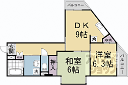 LaFesta京都桂 2DKの間取図画像