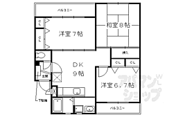 JR東海道・山陽本線 長岡京駅 徒歩35分の賃貸マンション 4階3DKの間取り