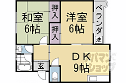 プリヴュイクシマ 1階2DKの間取り