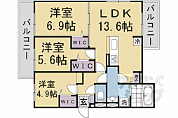 阪急嵐山線 松尾大社駅 徒歩19分の賃貸アパート 2階3LDKの間取り