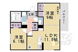 ＧＲＡＭＭ奥海印寺ＷＥＳＴ 3階2LDKの間取り
